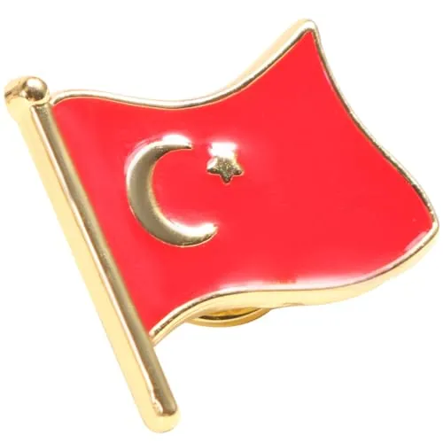 BESPORTBLE Broche de Metal Bandera Nacional Turquía, Pin Creativo Rojo, Insignia para Ropa, Broche de Moda, Decoración Textil para Eventos y Regalos