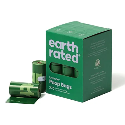 Earth Rated Bolsas para heces de perro, para mascotas a prueba de fugas y extragruesas, aptas para perros de cualquier tamaño, Rollos de recarga, aroma a lavanda, 270 unidades