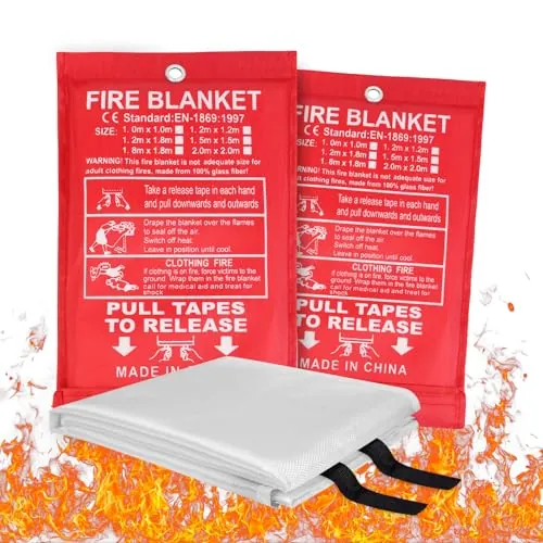 Flintronic 2 PCS Manta Ignifuga, Manta Ignifuga de Fibra de Vidrio, 1mx1m | Resistencia a Altas Temperaturas, para Cocina, Chimenea, Barbacoa, Garaje, Automóviles, Supervivencia De Emergencia