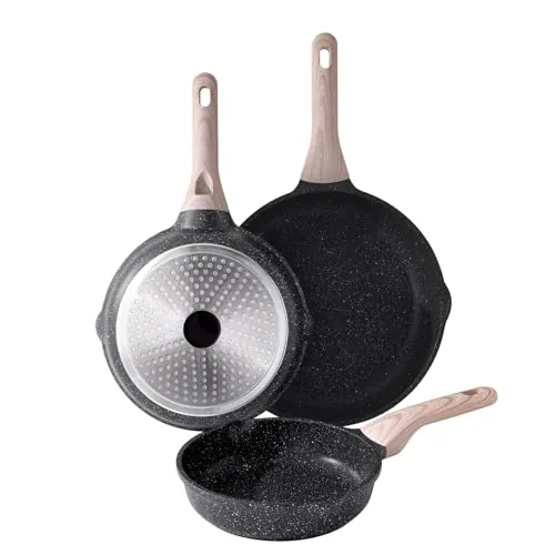 Kordisen Sartén Antiadherente Inducción Juego de 3, Saludable y No Tóxica, Sin PFOA (20/24/28 cm)