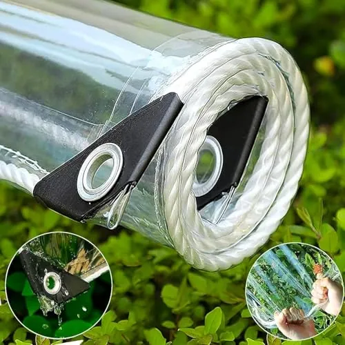 Lona Transparente con Ojales, 3x4m PVC Impermeable para Exterior 450g/m², Protección UV y Resistente a Desgarros, Incluye Cuerda - Toldo para Pérgola, Jardín, Invernadero y Piscina