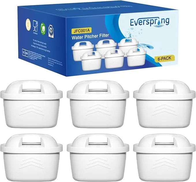 EVERSPRING Filtro de agua de Compatible Con Brita Maxtra+, Maxtra Plus, Mavea, Anna Duomax, 6 piezas