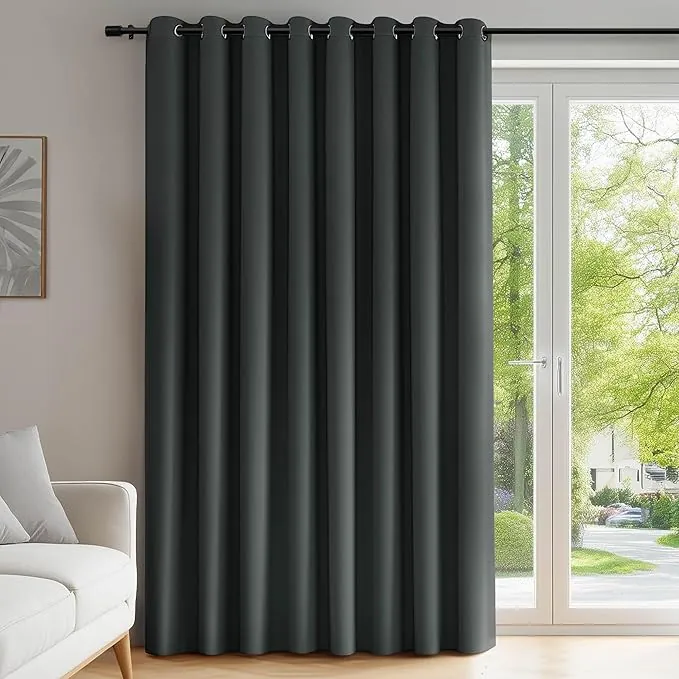 Deconovo Cortinas Dormitorio Salon Opacas Moderna con Ojales, Cortinas Termicas Aislantes Frio y Calor 254x242 cm(Ancho x Alto) Gris Oscuro, 1 Pieza