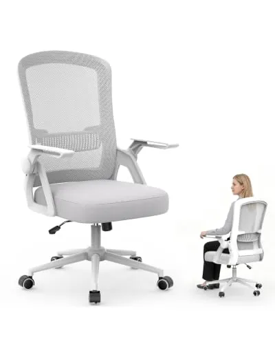 rattantree Silla de Escritorio Ergonómica Gris Blanco para Hogar y Oficina
