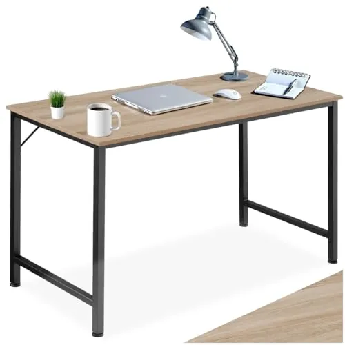 tectake® Mesa Escritorio de Madera con Estructura Resistente, Mesa de Ordenador para Oficina, Diseño Industrial, Mesa de Escritorio Moderna - 60 x 140 x 75,5 cm Madera Industrial Clara, Roble Sonoma