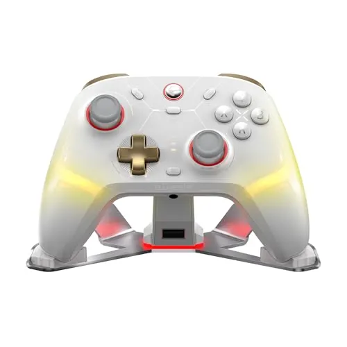 GameSir Cyclone 2 Mando PC Inalámbrico con Base de Carga,TMR, RGB (Blanco) | Mag-Res TMR Sticks 1000Hz Report Rate Hall & Micro 2-en-1 Triggers RGB Lighting with Charging Dock for PC/Switch/iOS/Android