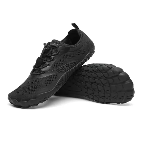 SAGUARO Mujer Hombre Zapatillas Barefoot Minimalista Respirable Calzado Minimalista Zapatos Barefoot Zapatillas de Trail RunningVanta Negro,Gr.39