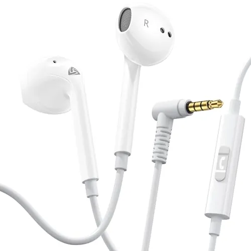 Ludos Zenith Auriculares In Ear con Cable y Microfono, 5 Años de Garantía, Auricular con Jack, Cascos Musica con Graves Potentes, para iPhone, iPad, Samsung, Xiaomi, Huawei, Gaming - Blanco