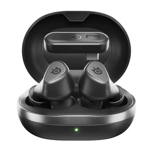 SteelSeries Arctis GameBuds™ para PlayStation - Auriculares inalámbricos para Juegos - 2,4 GHz + BT5.3 - Modo ANC/Transparencia - Resistencia al Agua IP55-40 Horas de autonomía - Carga inalámbrica