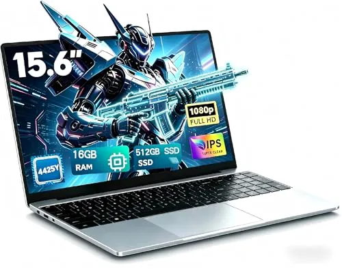 CHIFUYOU PC portátil de 15,6 pulgadas, 16 GB RAM, SSD 512 GB, ordenador portátil para estudiantes, oficina y negocios, 4425Y (hasta 1,7 GHz), Full HD 1920 × 1080, Win 11, compatible con Wi-FI 5 y
