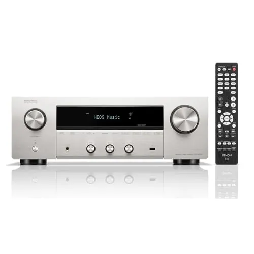 Denon DRA-900H - Amplificador AV (2,2 Canales, 145 W, 8 K, con HEOS Integrado), Color Plateado