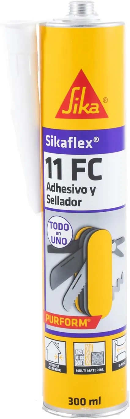 SIKA - Masilla adhesivo multiusos - Sikaflex 11 FC Purform - Blanco - Junta y pegamento - Sellador poliuretano multisoportes - Interior y Exterior - 300ml