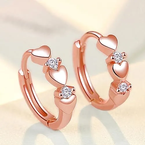 Delicados pendientes de aro de corazón para mujer, uso diario, joyería llamativa, 0.51, Latón, Circonita cúbica