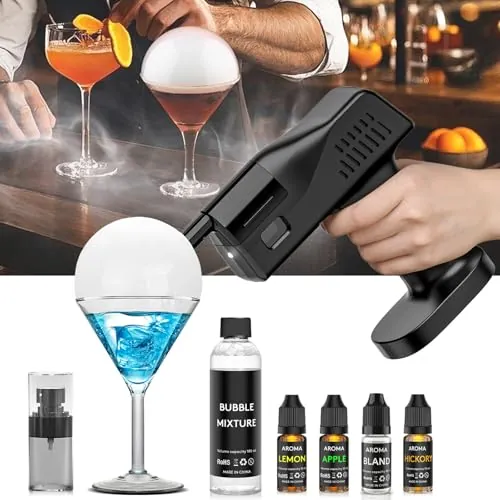 Seihoae Eléctrico Ahumador Cocteles, Operación con Una Sola Tecla, Portátil, con Pantalla Color de 1.4 Pulgadas, para Barman y Chefs Occidentales, Restaurantes, Bares, Parties, Indoor y Outdoor