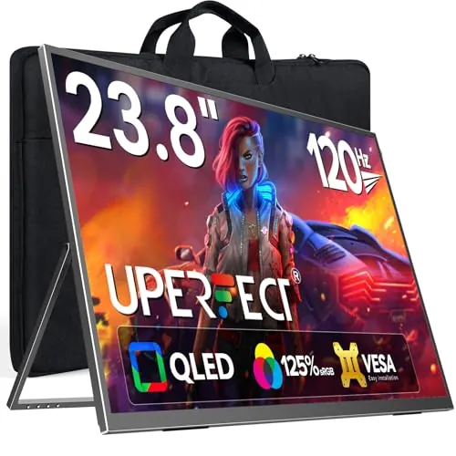 UPERFECT 23.8" 120Hz QLED Monitor Portátil, FHD 125% sRGB 2000:1 400 Nits