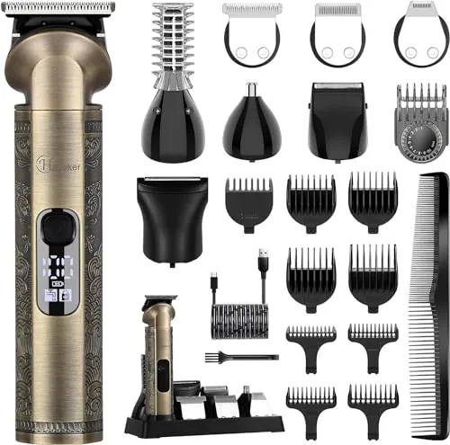 Hatteker Cortadora De Pelo, Afeitadora, Navaja Nasal, Recortadora De Cuchillas T, Kit De Belleza Corporal Impermeable, Afeitadora Masculina, Carga Usb, Cuchilla Súper Frontal 8 en 1
