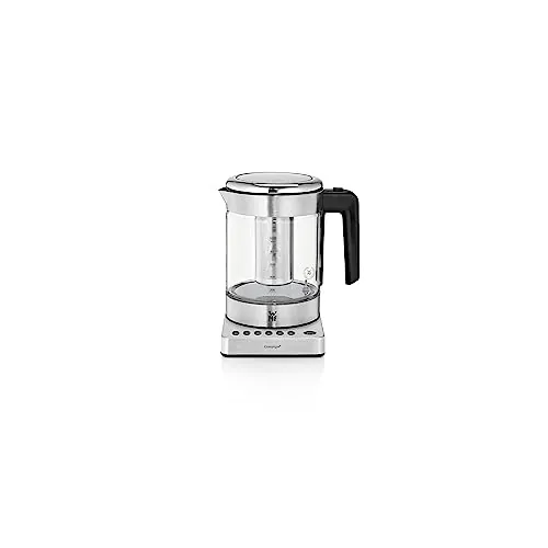 WMF Kitchenminis - Hervidor eléctrico para té de 1900 W y 1.0 l de capacidad, jarra de cristal, acabados de acero inoxidable de cromargan mate