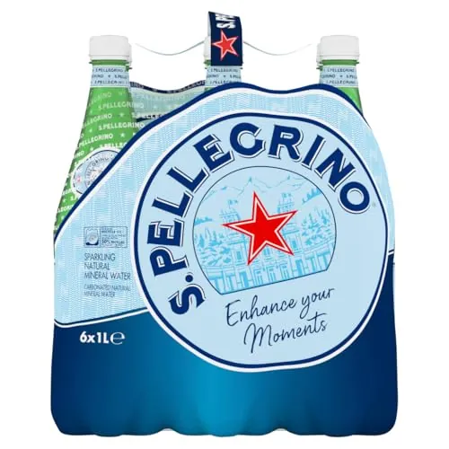 S.Pellegrino - Agua mineral natural con gas, 6 botellas, 1L