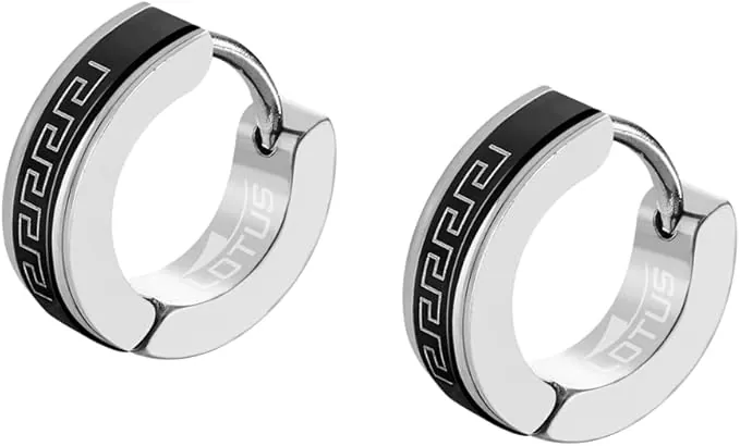 LOTUS STYLE Pendientes Aro Hombre - Aros Acero Inoxidable 316L - Cierre Seguro - Ligeros, Cómodos y Resistentes - Aros Hombre Color Plata 11.75 mm LS2159-4/1