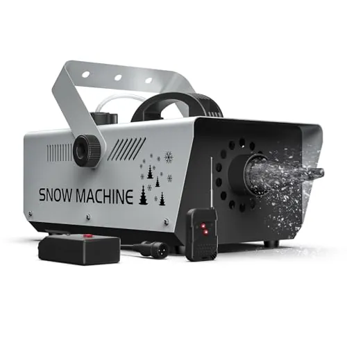 Máquina de Nieve de 1200 W con Luces LED RGB, Máquina de Nieve Control Remoto, para Halloween, Navidad, Bodas, Fiestas, Escenarios de DJ