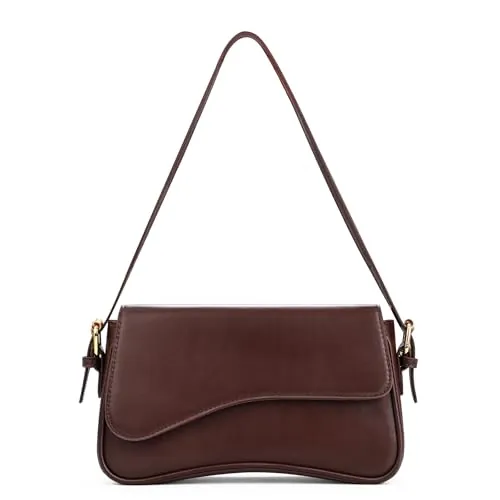PARAURORA Bolso de Hombro con 2 Correas para Mujer, Cuero PU Bolso de Mano para Asilas, Pequeño Bolso Cruzado de Moda Tipo para Fiesta Cóctele Uso Diario, Marrón