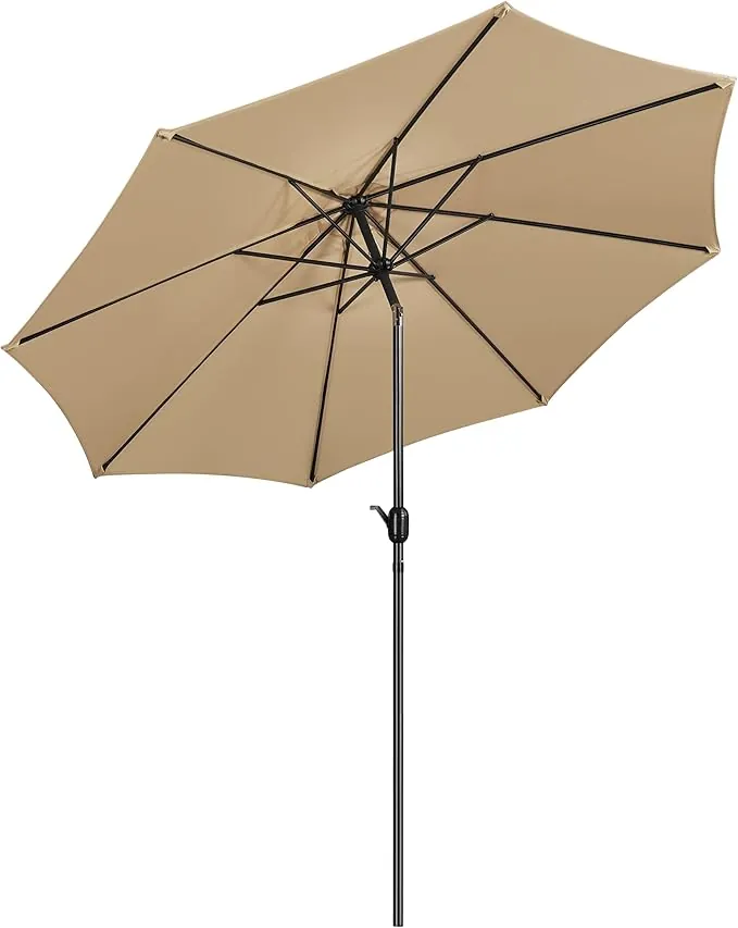 Yaheetech Sombrilla de Jardín Inclinable 294x252 cm Anti UV con Manivela Aluminio y Poliéster Impermeable para Terraza Exterior Balcón Piscina Patio Tan