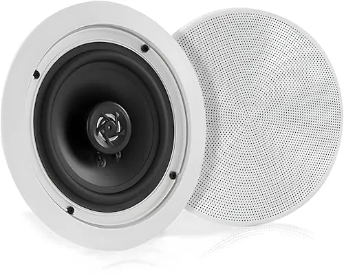 Pyle altavoces empotrables, Bluetooth, Pared, Techo, 5.25”, 150W, Dos vias, Estereo, Estereo, Rejilla redonda/cuadrada intercambiables
