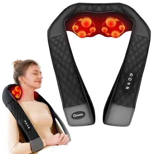 KNQZE® Masajeador Cuello 4D Shiatsu con Calor, cuello, hombros, espalda