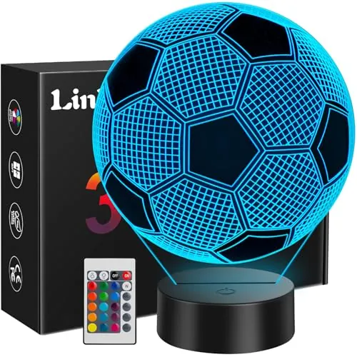 Linkax Luz Nocturna 3D Futbol Luz Nocturna Infantil Feliz Navidad