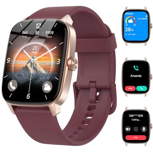 Reloj Inteligente Mujer Hombre con Llamadas Bluetooth y Voz AI, 1.85'' Smartwatch con Whatsapp Notificación, Pulsómetro/SpO2/Sueño/Podómetro, 110+ Modos Deportivos, Impermeable IP68 para iOS/Android