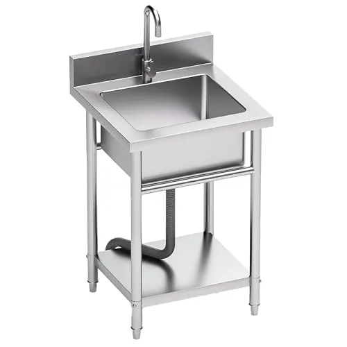 RiveraSink Fregadero Industrial Acero Inoxidable 50x50cm con Grifo