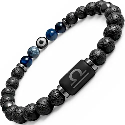 TEJO Pulsera Hombre Piedra Natural – Pulsera Zodiacal Hombre – Signo del Zodiaco – Regalo para Hombre (M)