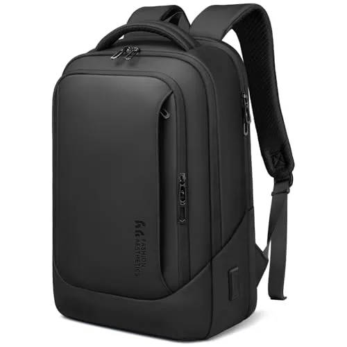 HEROIC KNIGHT Mochila para Hombre Portátil 15,6’’ con Puerto USB-C y USB-A, Gran Capacidad 24-28L, Resistente al Agua, Antirrobo, Ligera y Ergonómica para Trabajo, Viaje y Universidad - Negro