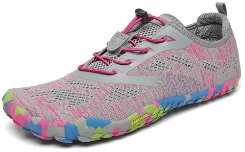 SAGUARO Hombre Mujer Zapatillas Barefoot Minimalistas Calzado de Training Ligeras Cmodas para Caminar Senderismo Ciclismo Trail Running Trekking Playa Agua, Rosa Pink, 40 EU