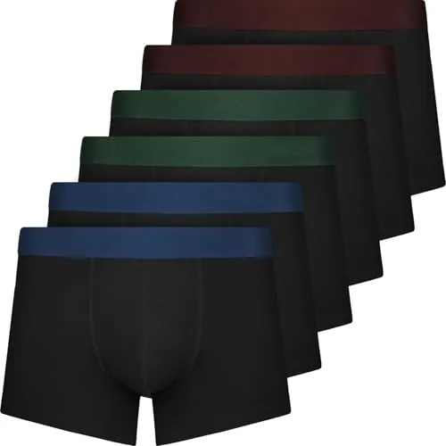 QINCAO Calzoncillos Boxer Hombre, Pack de 6, Sin Logo，Algodón Cómodo