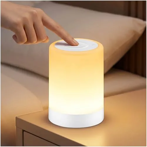 Auxmir Lámpara de Mesita de Noche LED Recargable para Bebé, Blanco