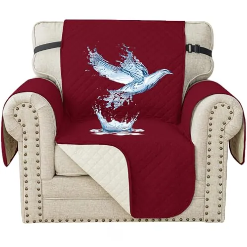 YSTELLAA Funda Sofa 1 Plaza, Antideslizante, Rojo Vino