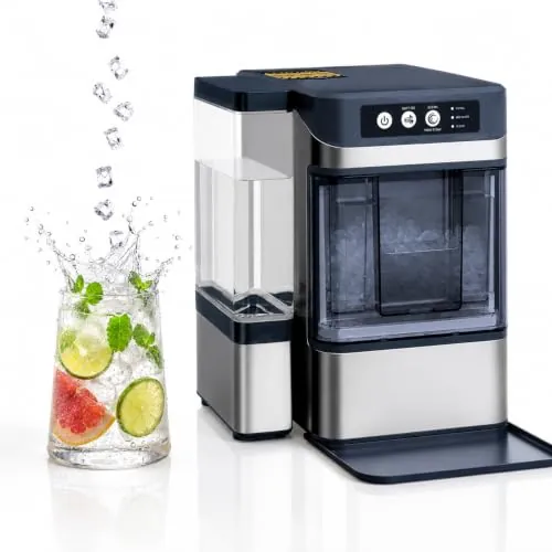 ELECVIVA Máquina de Hielo Nugget Masticable, 20kg/24h, Hielo en 8-10 Min