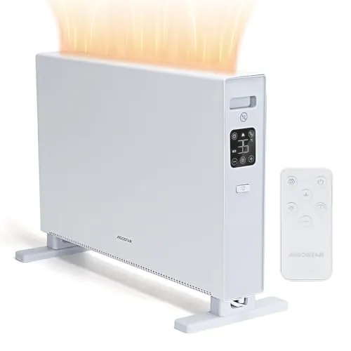 Aigostar Convector Eléctrico, 2000W, Silencioso, Mando a Distancia | Calefactor Convector con Control Táctil, 3 Niveles de Potencia, Modo ECO, Termostato Regulable, 5-50℃, Temporizador 24 Horas