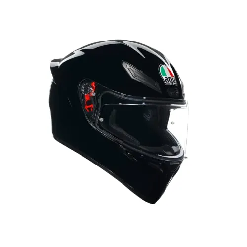 AGV - K1 S ECE 22-06, Casco Moto Integral Hombre ECE, con Aleron Aerodinámico, Ventilaciones y Visera Resistente a Arañazos, Campo de Visión de 190°, Intercomunicador Casco Moto, Black, XS