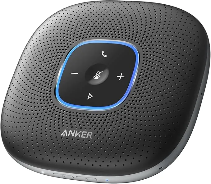 Anker PowerConf Altavoz Bluetooth para Conferencias con 6 Micrófonos Integrados, Captación y Grabación de Voz Mejorada, 24 Horas de Autonomía, USB-C, Certificado por Zoom, para Oficina en Casa