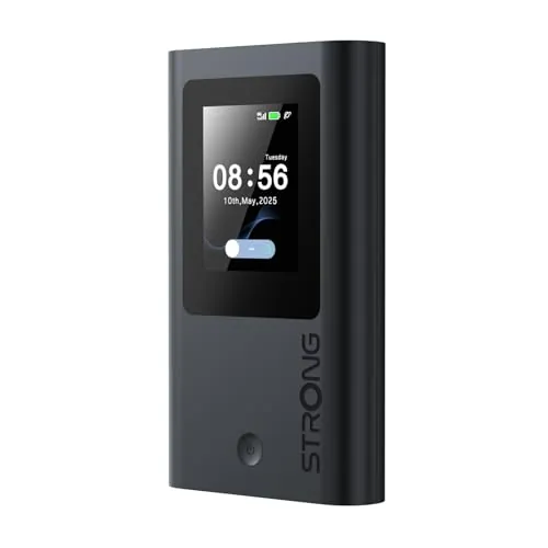 Strong Router 5G Portátil WiFi 6 AX1800 con 5GB de Datos, Hotspot WiFi de Bolsillo con eSIM, hasta 3,4 Gbps de Velocidad de Descarga 5G, Batería de 4500 mAh, Puerto USB-C, Función Power Bank