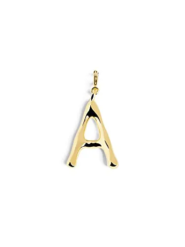 SINGULARU - Charm Letter XL. Colgante Inicial en Latón con Acabado Baño de Oro de 18 Kt. Combinable con Collar. Joyas para Mujer. Letra A