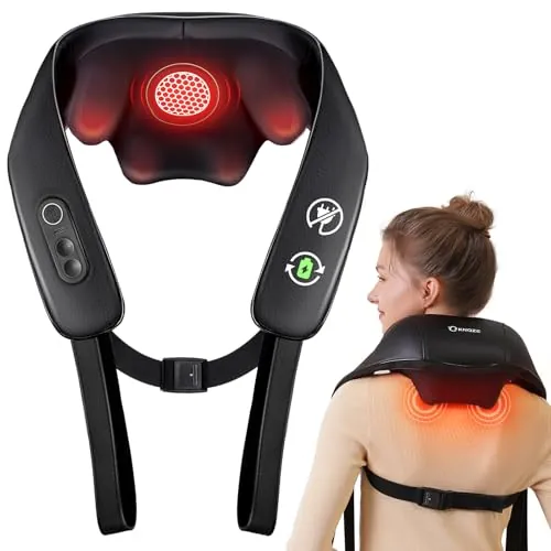 KNQZE® Masajeador cervical y espalda inalámbrico, 2026 Masajeador Shiatsu 4D, Maseajor cervical y espalda con calefacción, Calefacción de grafeno mejorada, Regalos para mujer hombre padres mama papa