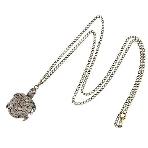 CALLARON Reloj Retro Colgante de Tortuga Reloj de Bolsillo Creativo Aleación de Zinc Diseño Vintage para Hombres y Mujeres Joyería Portátil para Ocasiones Obsequios
