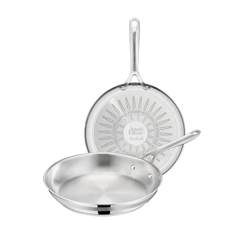 Tefal Jamie Oliver - Juego de 2 Sartenes, Acero Inox, Sin Revestimiento