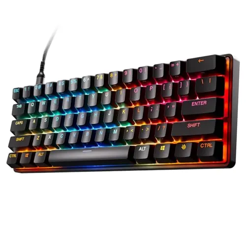 SteelSeries Apex Pro – Teclado Gaming Magnético Mini con Switches OmniPoint 3.0, Actuación Ajustable, Features Exclusivas Rapid Trigger + Rapid Tap + Quickset, Pantalla OLED (Layout US-QWERTY)