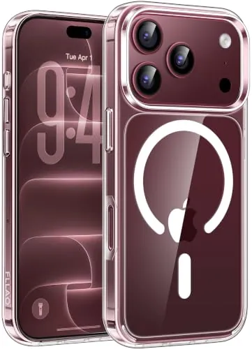 FLLAO Magnética Funda para iPhone 18 Pro Max/17 Pro Max, Transparente | Control de cámara, Anillo Magnético Integrado, Protección Militar, Antigolpes, Antiarañazos Transparente Trasera