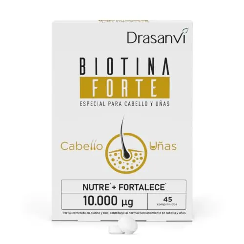 Biotina para el Cabello 10.000 mcg | Piel y Uñas, Zinc y Hierro | Drasanvi