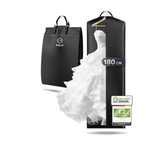 FiRiO 1x Funda Vestido Largo Plegable I 180x60cm I Transpirable Porta Trajes Mujer I Portátil Funda Para Trajes de Flamenca, Vestido de Novia, Vestido de Noche, Abrigo I Antipolvo Fundas Ropa Armario